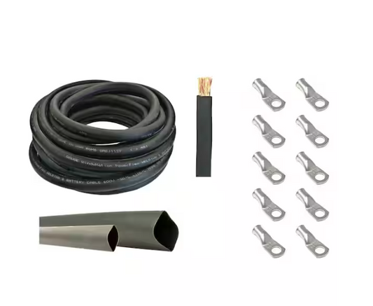 2-Gauge 10 ft. Black Welding Cable Kit (Includes 10-Pieces of Cable Lugs and 3 ft. Heat Shrink Tubing) - 91007762998