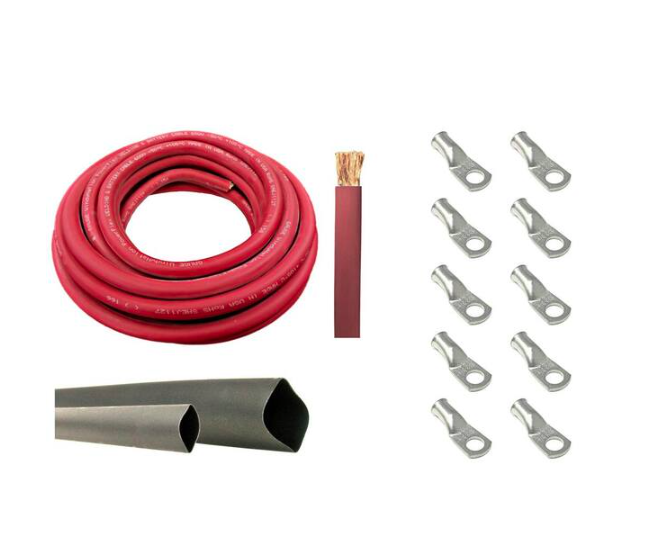 2-Gauge 10 ft. Red Welding Cable Kit (Includes 10-Pieces of Cable Lugs and 3 ft. Heat Shrink Tubing) - 91007763000