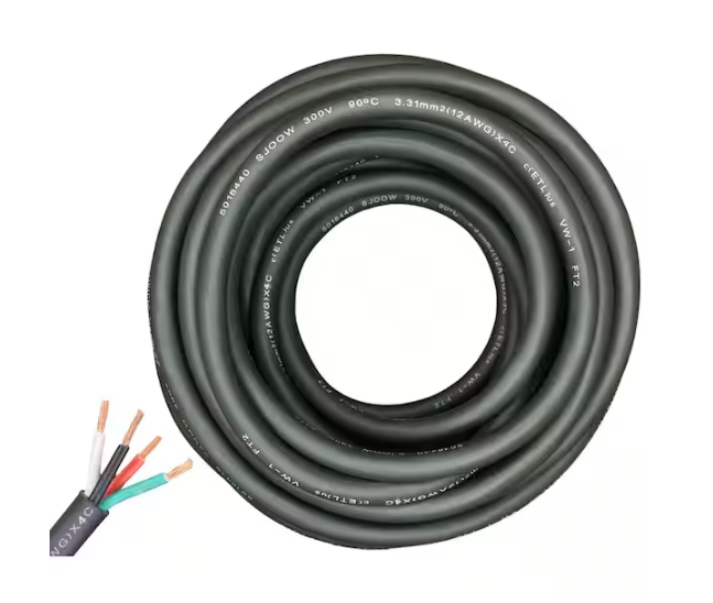 10 ft. 12/4 12-Gauge 4 Conductor 300-Volt Black SJOOW Cable Cord - 91011138563