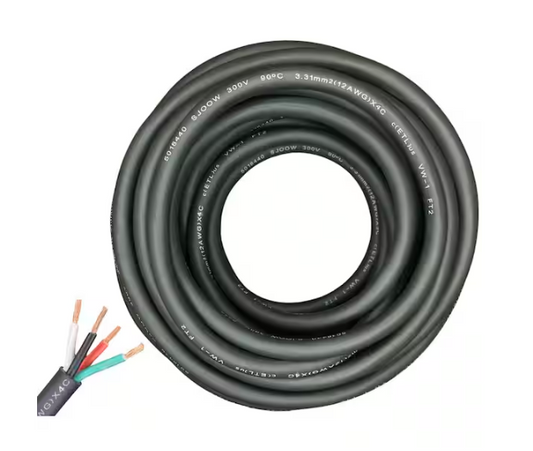 15 ft. 12/4 12-Gauge 4 Conductor 300-Volt Black SJOOW Cable Cord - 91011138564