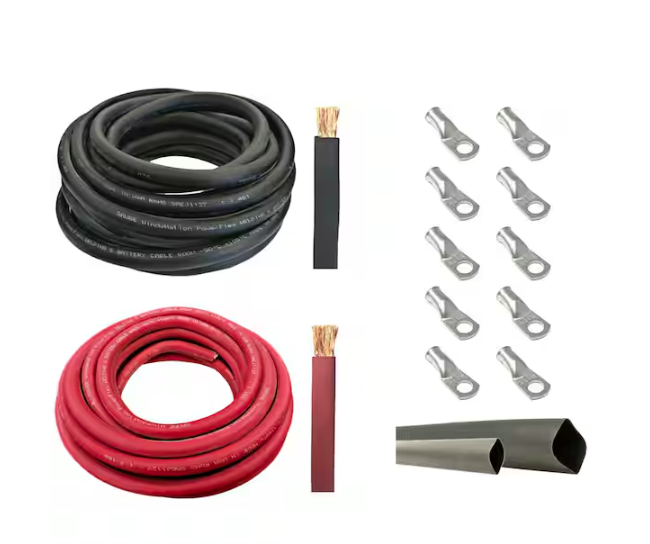 2-Gauge 5 ft. Black/5 ft. Red Welding Cable Kit (Includes 10-Pieces of Cable Lugs and 3 ft. Heat Shrink Tubing) - 91007505121