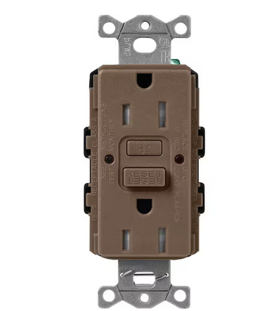 Claro 15-Amp Tamper Resistant Duplex Receptacle, Espresso (SCR-15-GFST-EP) - 91009500328