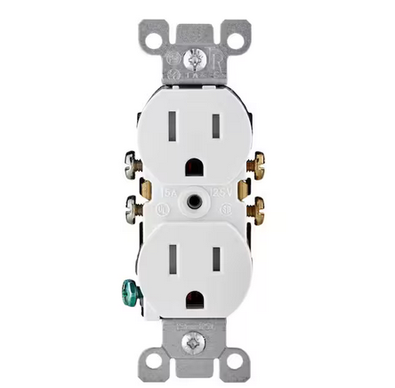 15 Amp 125-Volt Heavy-Duty Tamper Resistant Duplex Outlet, White 1-Pack (T5320-W) - 91011829771