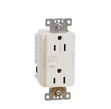 X Series 15 Amp 125-Volt Tamper Resistant Indoor Wi-Fi Energy Monitoring Duplex Outlet Back Wire Receptacle Matte Almond - 91007763831