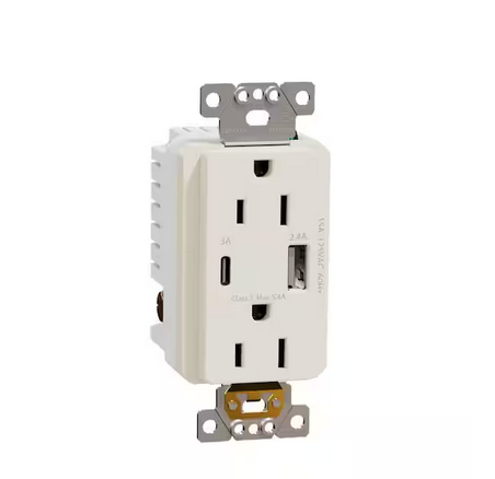 X Series 15 Amp 125V Tamper Resistant Indoor USB A/C 5.4 Amp Duplex Decorator Outlet Back Wire Clamps Matte Light Almond - 91007764100