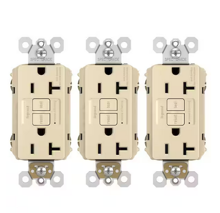 radiant 20 Amp 125-Volt Tamper Resistant GFCI Residential/Commercial Decorator Duplex Outlet, Ivory (3-Pack) - 91006842520