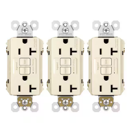 radiant 20 Amp 125-Volt Tamper Resistant GFCI Residential/Commercial Decorator Duplex Outlet, Light Almond (3-Pack) - 91007084981