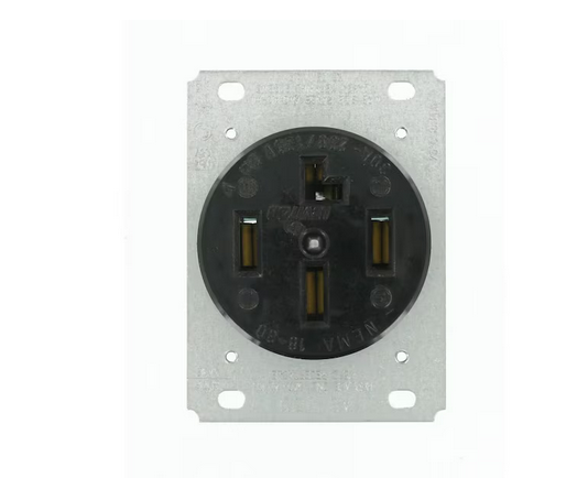 30 Amp 120/208-Volt Flush Mounting Non-Grounding Single Outlet, Black