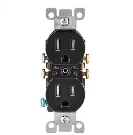 15 Amp 125-Volt Heavy-Duty Tamper Resistant Duplex Outlet, Black 1-Pack (T5320-E) - 91011829762