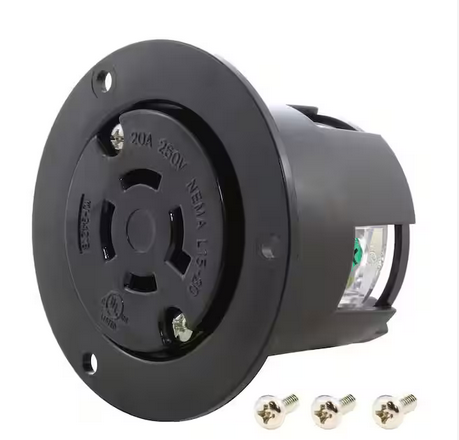 20 Amp 250-Volt 3-Phase Flanged Outlet UL and C-UL Listed - 91005094580