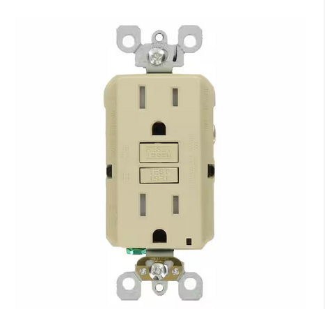 15 Amp 125-Volt SmarTest Self-Test SmartlockPro Tamper Resistant GFCI Duplex Outlet, Ivory (3-Pack) - 91001370978
