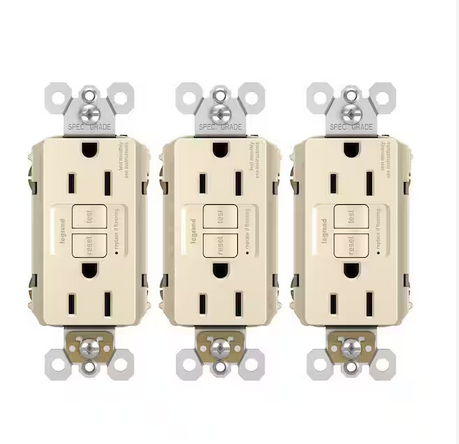 radiant 15 Amp 125-Volt Tamper Resistant GFCI Residential/Commercial Decorator Duplex Outlet, Light Almond (3-Pack)