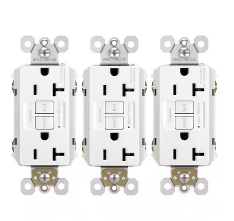 Radiant 20 Amp 125-Volt Self-Test GFCI Duplex Outlet, White (3-Pack)