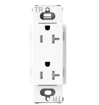 Claro 20-Amp Tamper-Resistant Duplex Receptacle, Brilliant White (SCRS-20-TR-BW) - 91009516066