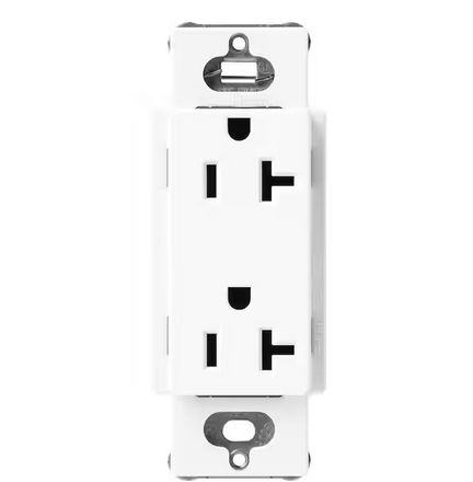 Claro 20 Amp Duplex Outlet, Brilliant White (SCR-20-BW) - 91009502174