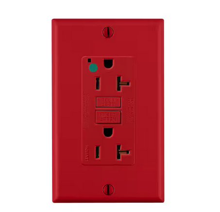 20 Amp Self-Test SmartlockPro Hospital Grade Extra Heavy Duty GFCI Outlet, Red