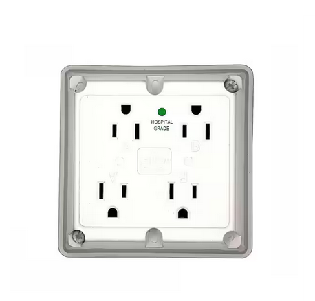 15 Amp Hospital Grade Extra Heavy Duty 4-in-1 Grounding Outlet, White