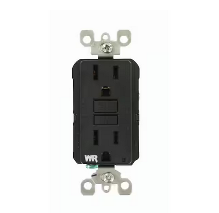 15 Amp SmartlockPro Weather Resistant GFCI Outlet, Black