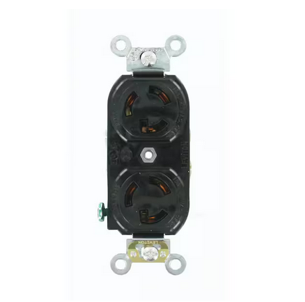 15 Amp 277-Volt Duplex Grounding Locking Outlet, Black