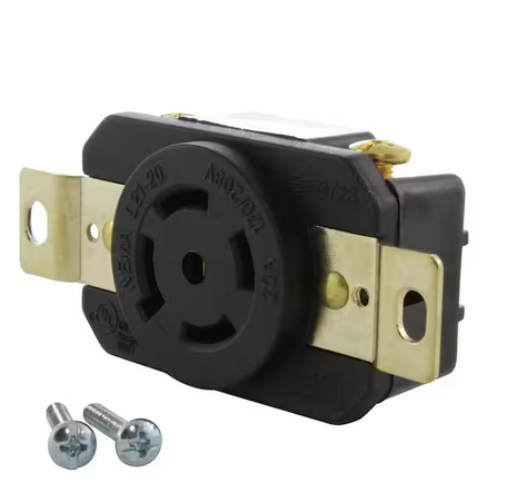 20 Amp 120-Volt/280-Volt Nema L21-20R Flush Mount Locking Industrial Grade Outlet - 91004853572