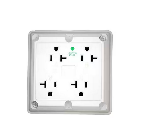 20 Amp Hospital Grade Extra Heavy Duty Grounding 4-in-1 Outlet, White