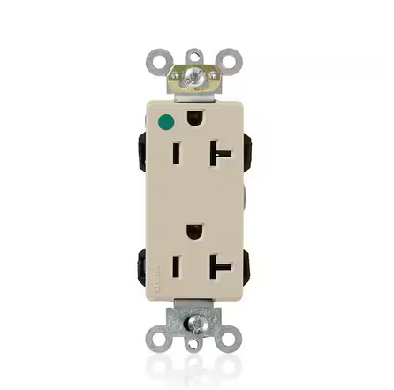 Decora Plus 20 Amp Lev-Lok Modular Wiring Device Hospital Grade Extra Heavy Duty Self Grounding Duplex Outlet, Ivory