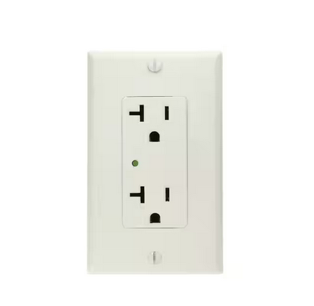Decora Plus 20 Amp Industrial Grade Heavy Duty Self Grounding Duplex Surge Outlet, White