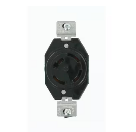20 Amp 120/208-Volt 3-Phase Flush Mounting Non-Grounding Locking Outlet, Black