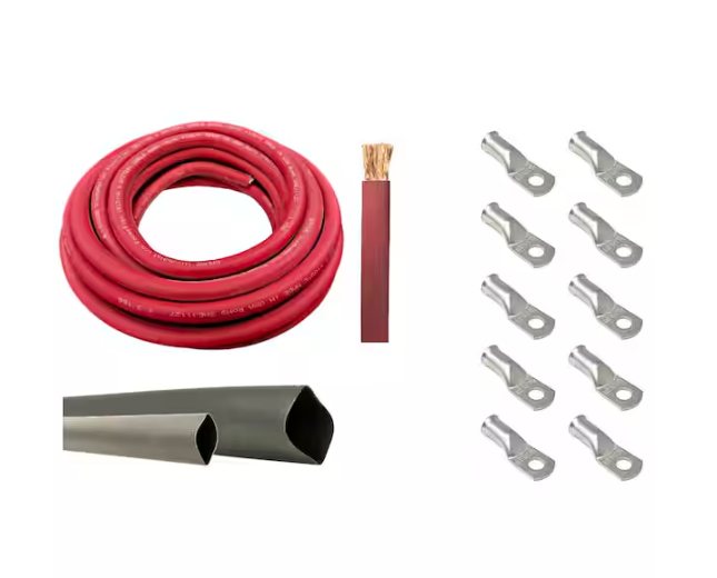 2/0-Gauge 10 ft. Red Welding Cable Kit Includes 10-Pieces of Cable Lugs and 3 ft. Heat Shrink Tubing - 91007487948