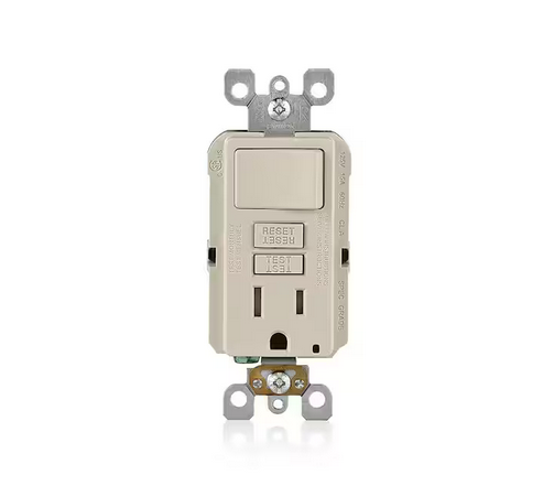 15-Amp Smartlockpro Combination Gfci Outlet And Switch, Light Almond - 91002198873