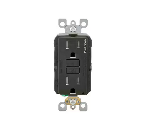 15 Amp 125-Volt Duplex Self-Test SmartlockPro Tamper Resistant AFCI/GFCI Dual Function Outlet, Black - 91003579961