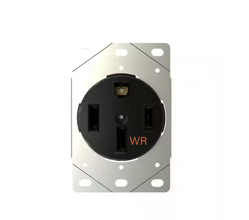 Pass and Seymour 50Amp 125/250-Volt NEMA 14-50R Weather Resistant Flush Mount Single Power Outlet for RV and EV Chargers - 91010363537