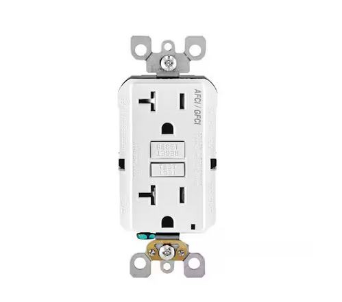 20 Amp 125-Volt Duplex Self-Test SmartlockPro Tamper Resistant AFCI/GFCI Dual Function Outlet, White - 91004605592