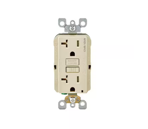 20 Amp 125-Volt Duplex Self-Test SmartlockPro Tamper Resistant AFCI/GFCI Dual Function Outlet, Light Almond