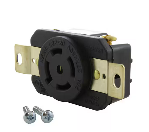 20 Amp 277-Volt/480-Volt Nema L22-20R Flush Mount Locking Industrial Grade Outlet - 91004853574