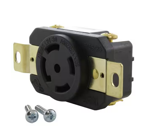 30 Amp 120-Volt/280-Volt Nema L21-30R Flush Mount Locking Industrial Grade Outlet - 91004853569
