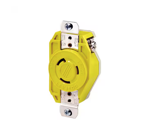20 Amp 125-Volt Flush Mounting Locking Outlet Industrial Grade Grounding Corrosion Resistant, Yellow