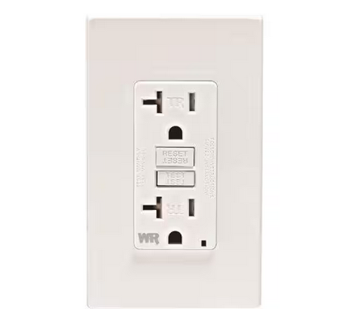 20 Amp 125-Volt NEMA 5-20R SmartlockPro Weather and Tamper-Resistant Duplex GFCI Outlet with LED, White - 91002198854