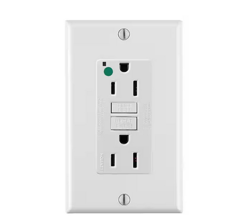 15 Amp Self-Test SmartLockPro Hospital Grade Duplex GFCI Outlet with LED, White - 91002198870