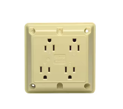 15 Amp Industrial Grade Extra Heavy Duty 4-in-1 Grounding Outlet, Ivory