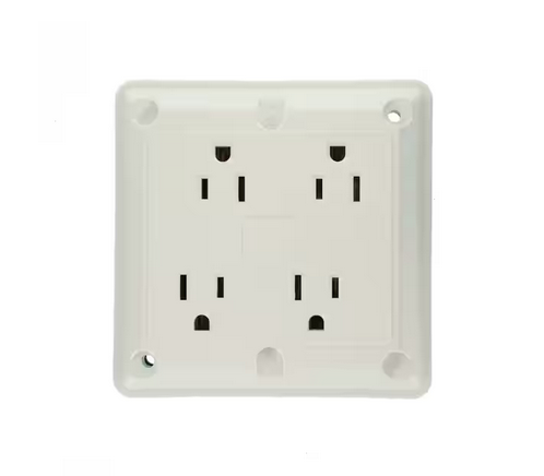 15 Amp Industrial Grade Heavy Duty 4-in-1 Grounding Outlet, White