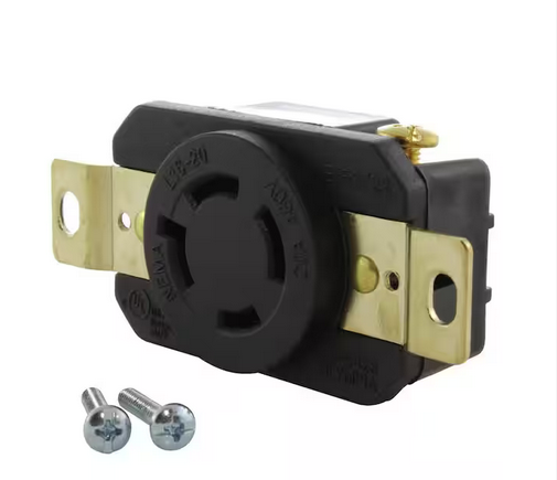 20 Amp 480-Volt 3-Phase Nema L16-20R Flush Mount Locking Industrial Grade Outlet - 91004853575