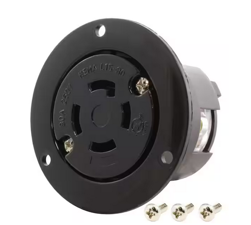 3-Phase 30 Amp 250-Volt NEMA L15-30R Flanged Mounting Locking Industrial Grade Receptacle - 91004334534