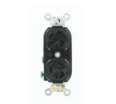 15 Amp 125-Volt Duplex Grounding Locking Outlet, Black