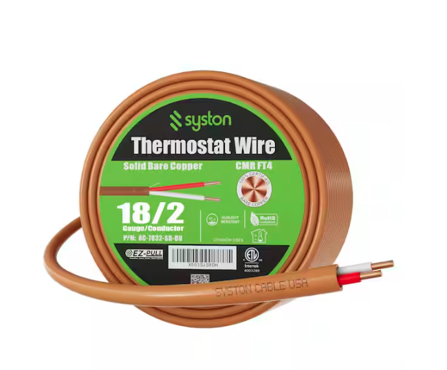 50 ft. 18/2 Brown Solid Bare Copper CMR/CL3R Doorbell HAVC Heating Control Thermostat Wire - 91012230621