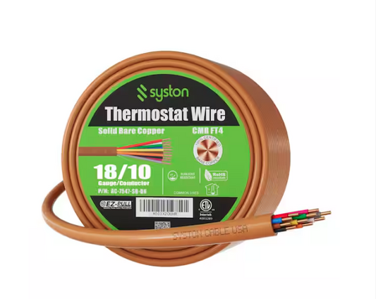 100 ft. 18/10 Brown Solid Bare Copper CMR/CL3R Thermostat Wire - 91012246508