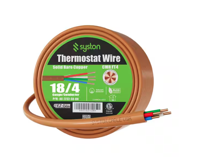 100 ft. 18/4 Brown Solid Bare Copper CMR/CL3R Thermostat Wire - 91012246507