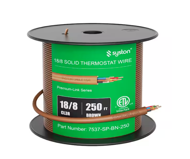 250 ft. 18/8 Brown Solid Bare Copper CMR/CL3R Thermostat Wire - 91012230627