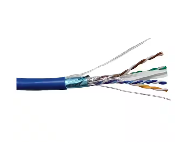 250 ft. 23AWG/8-Conductors Solid CAT 6A and Shielded (F/UTP) CMR Riser Bulk Ethernet Cable in Blue