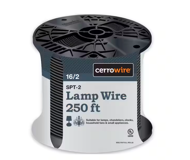 250 ft. 16/2 Black Stranded Copper Lamp Wire - 9278041